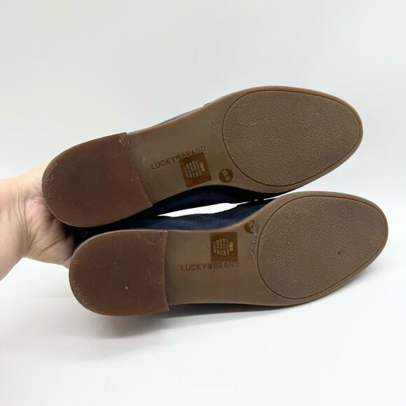 Lucky Brand Chennie Suede Leather Slip On Classic Loafers In Navy Size 10 Office - Picture 7 of 12